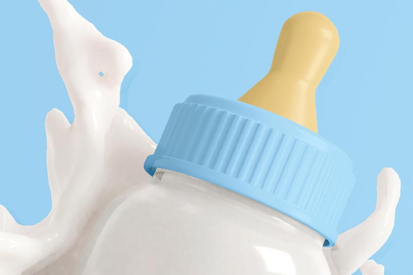 موکاپ رایگان شیشه شیر نوزاد لایه باز