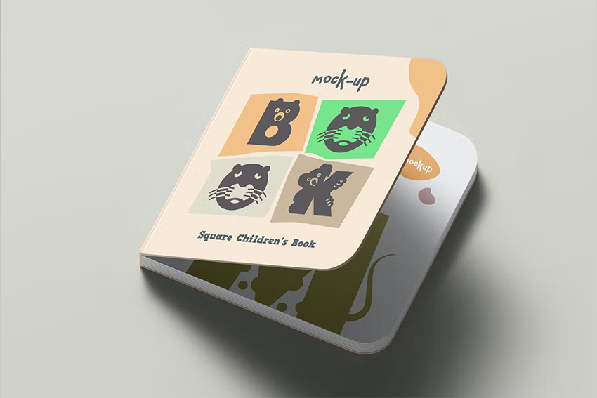 موکاپ کتاب کودک مربعی (4 عدد - 01)